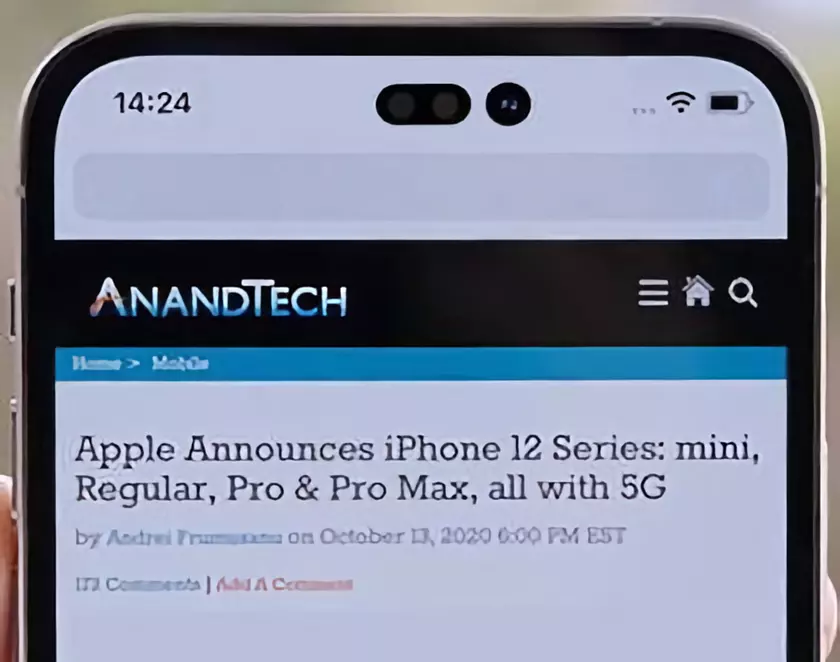 Инсайдер показал как может выглядеть iPhone 14 с «дырявым» экраном