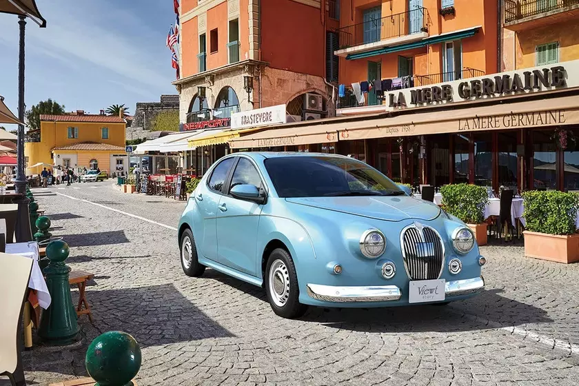 Ретро-хэтчбек Mitsuoka Viewt Story синего цвета
