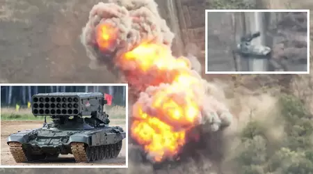 Un drone FPV a détruit un système de lance-flammes lourd russe TOS-1A à l'aide de missiles thermobariques.