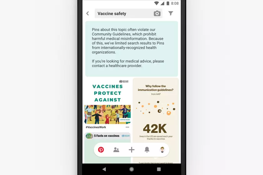 По запросам о прививках Pinterest будет показывать только информацию от мед. организаций