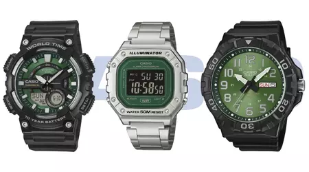 Casio представила три нові годинники із зеленими циферблатами, одна з моделей отримала батарею з терміном служби до 10 років