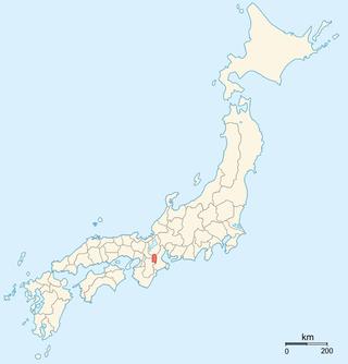 Historical Iga Province on the map of Japan