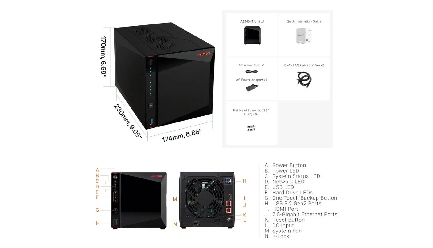 ASUSTOR Nimbustor 4 Gen2 AS5404T NAS for home media server