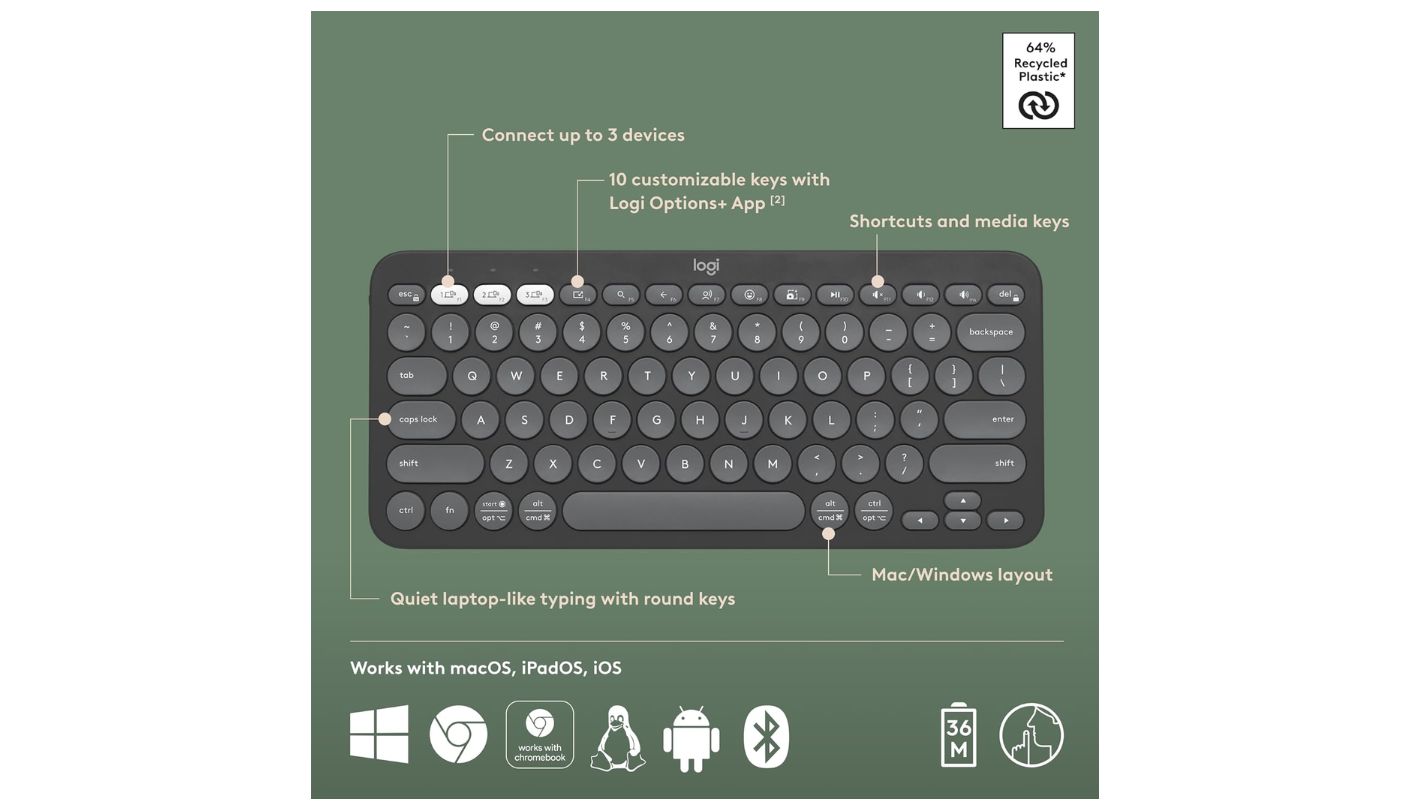 Logitech Pebble Keys 2 K380s slim wireless keyboard