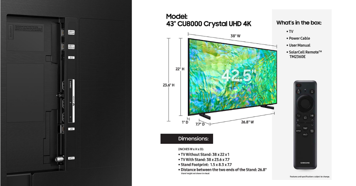 SAMSUNG Class Crystal CU8000 meilleure smart tv pour les seniors