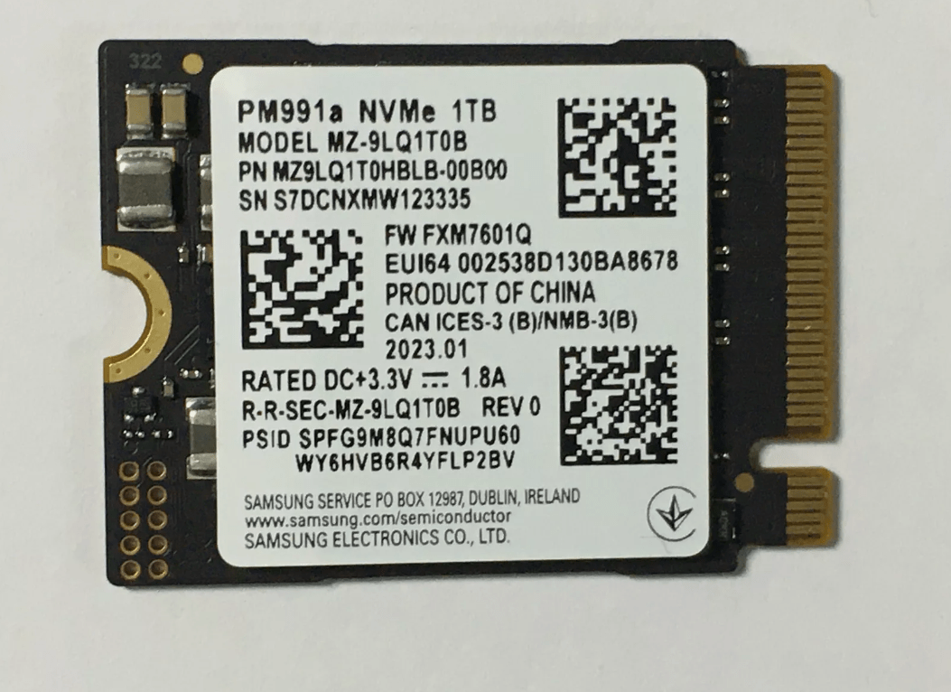 Samsung PM991a ssd pour steam deck