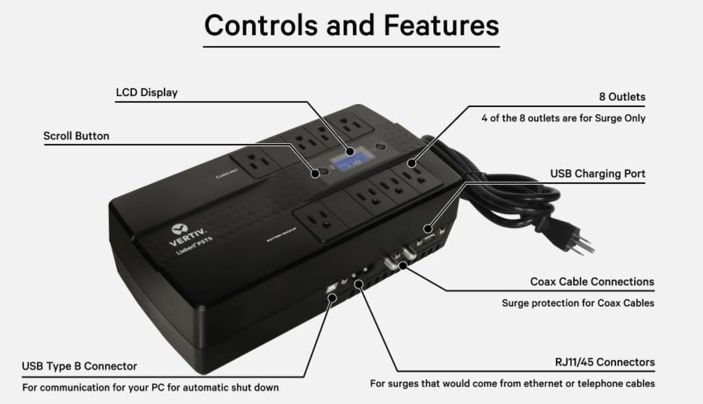 Vertiv Liebert PST5-850 home Wi-Fi battery backup