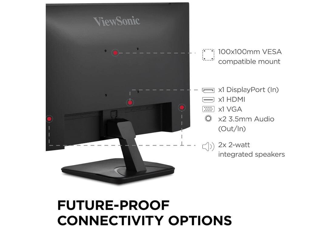 Moniteur d'ordinateur ViewSonic VA2456A-MHD 24 pouces pour le travail