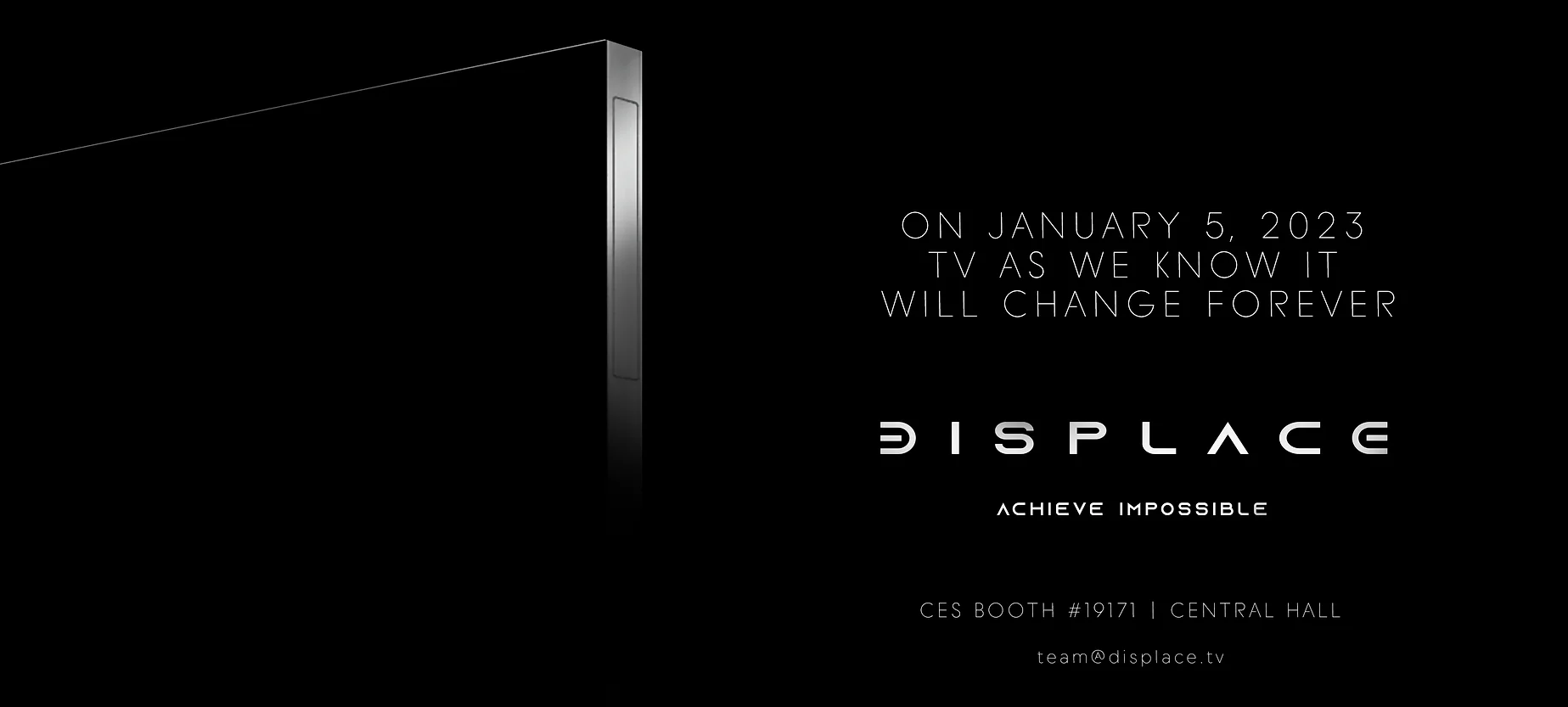 Displace TV is a 55" wireless TV that can run for a month without recharging