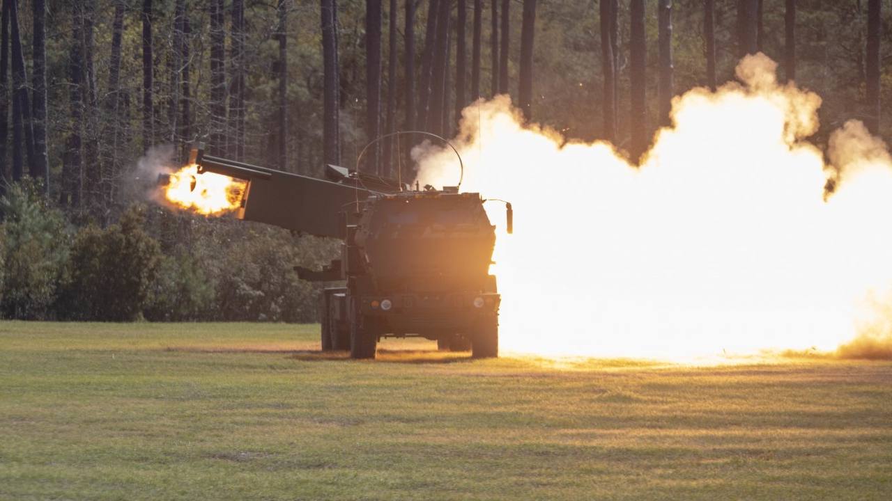 A spectacular video of the $3,600,000 launch of 24 missiles from four HIMARS multiple rocket launchers has been published