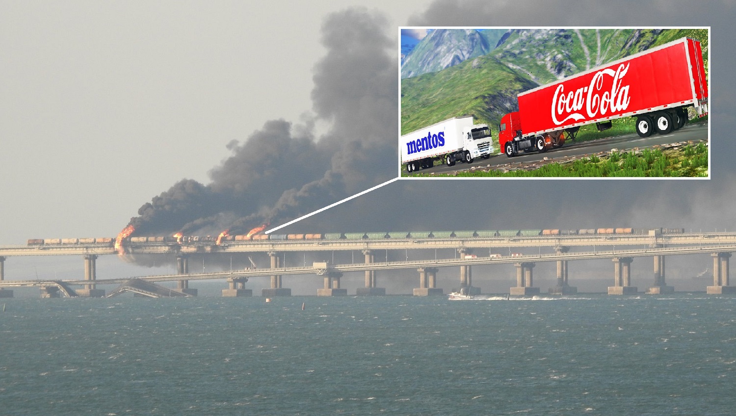 Present for Putin for his birthday: after the explosion on the Crimean bridge, the roadbed collapsed and a fire broke out on the railroad
