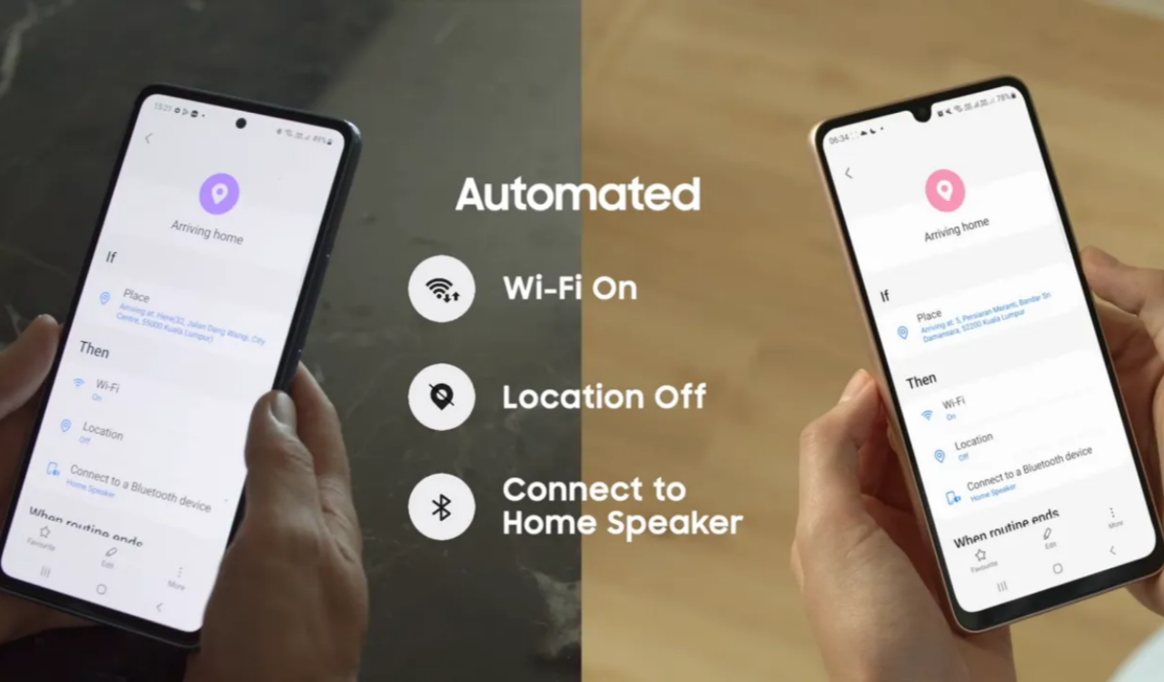 Les smartphones Samsung Galaxy A33, Galaxy A53 et Galaxy A73 avec la mise à jour Android 13 et One UI 5.0 disposent de routines Bixby (alias Modes & Routines).