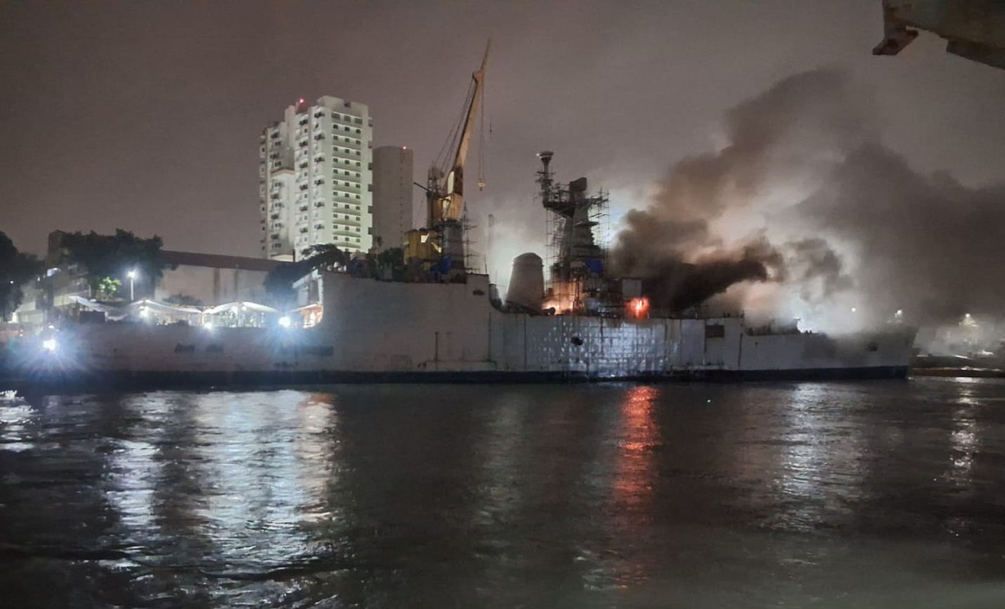 Brahmaputra frigate catches fire and capsizes in India