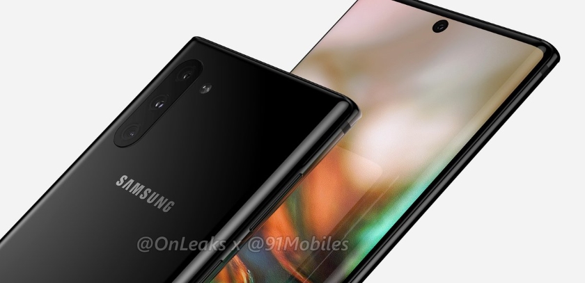 Samsung Galaxy Note 10 появился на рендерах с тройной камерой, отверстием в экране и без разъёма для наушников
