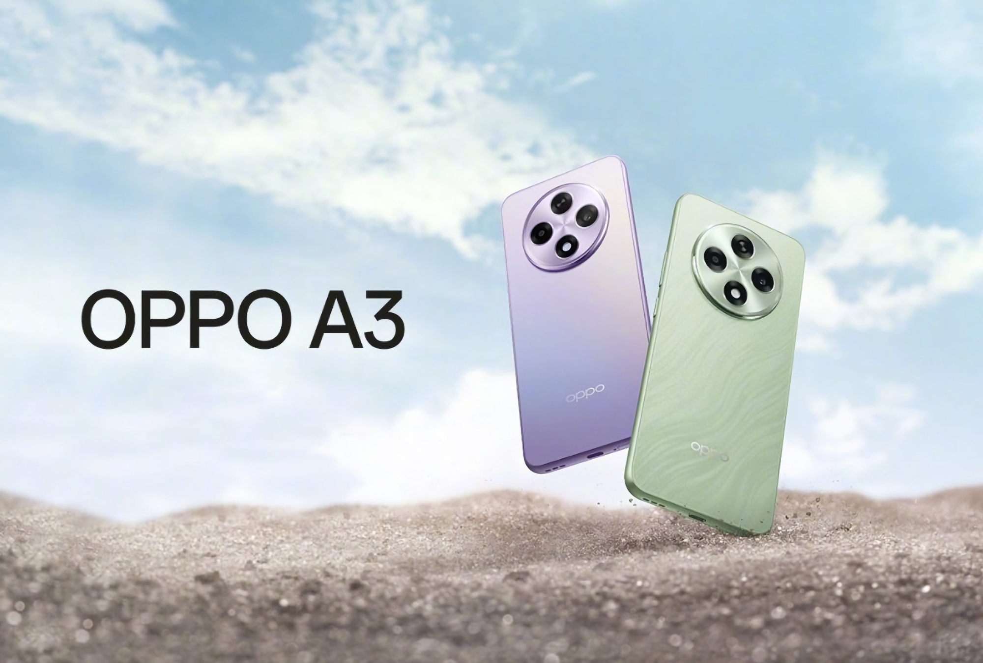 OPPO A3: AMOLED-дисплей на 120 Гц, процесор Snapdragon 695, до 12 ГБ ОЗП, захист IP65 та ціна від $219