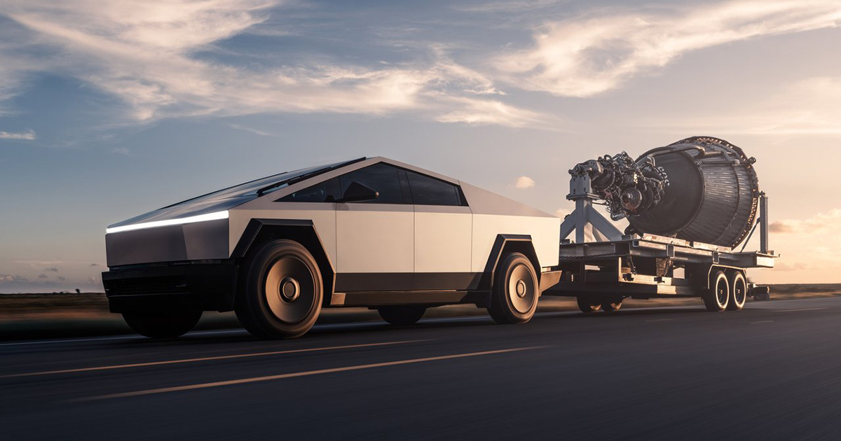 Tesla Cybertruck на новому рівні: буксирування ракетного двигуна