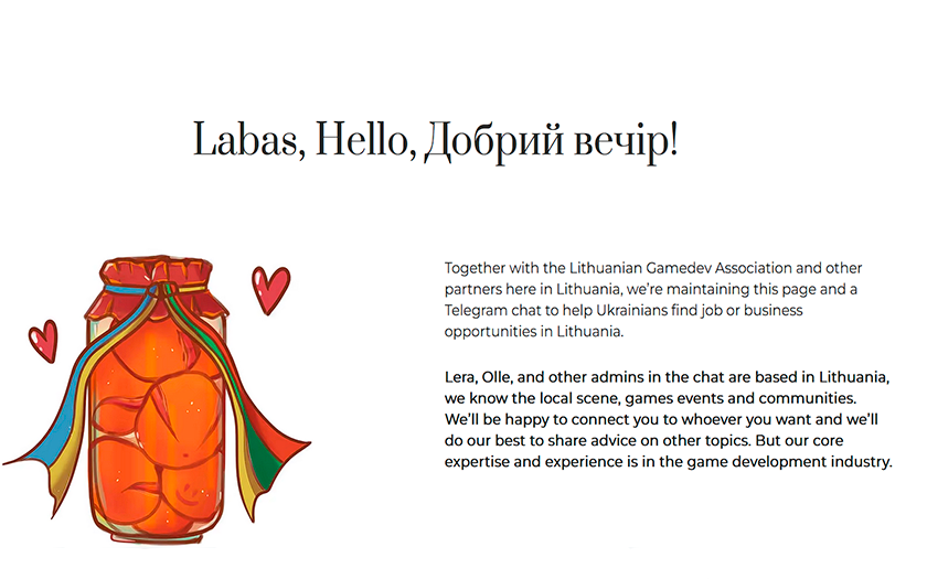 A project has been launched in Lithuania for Ukrainian game developers looking for work