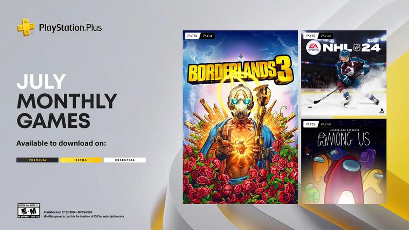 Липневу добірку ігор PlayStation Plus уже можна забрати до бібліотеки: гравці отримають Borderlands 3, NHL 24 і Among Us