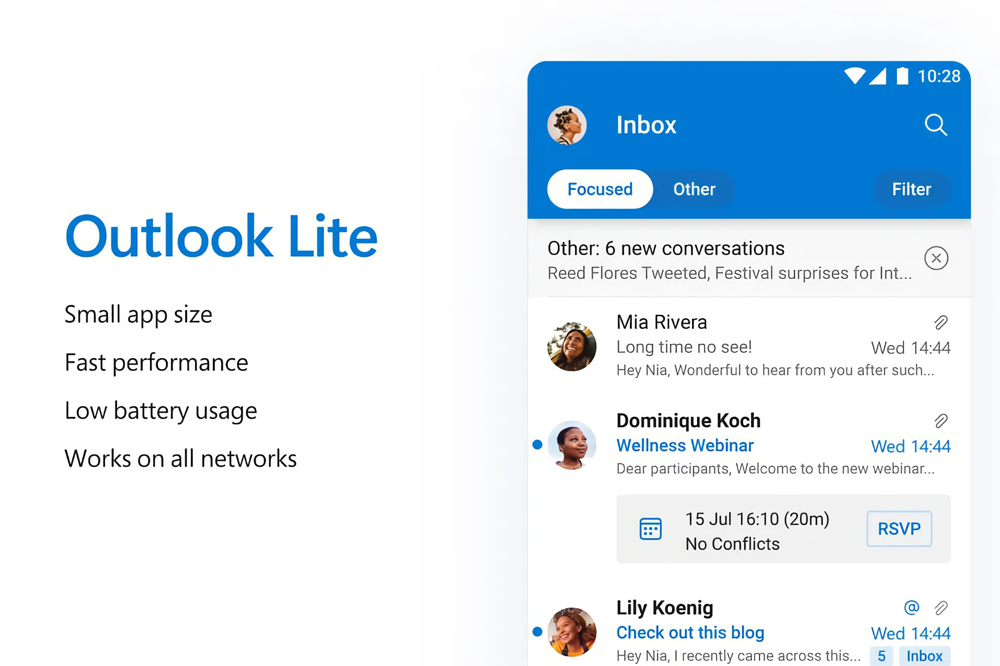 Microsoft has released Outlook Lite for Android users, the application weighs only 5 MB