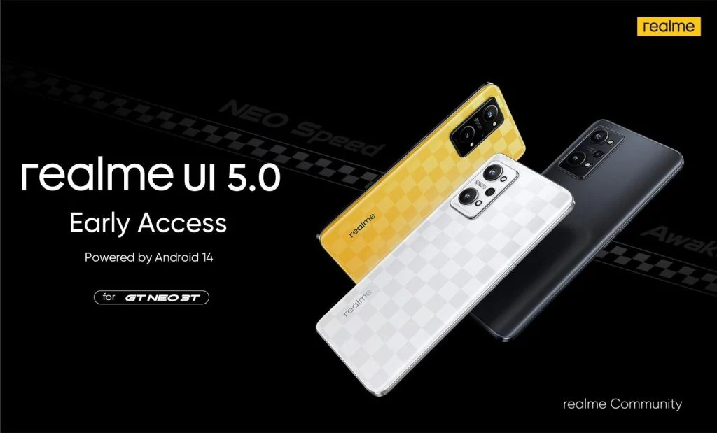 Le realme GT Neo 3T a reçu une version bêta de realme UI 5.0 avec le système d'exploitation Android 14.