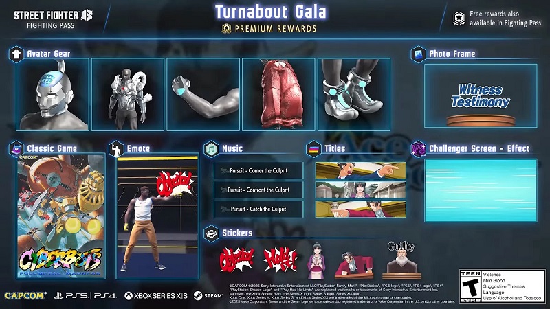 Постер боевого пропуска Turnabout Gala для Street Fighter 6