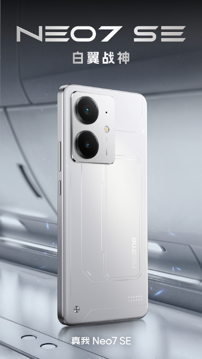 Le smartphone Realme Neo7 SE en blanc
