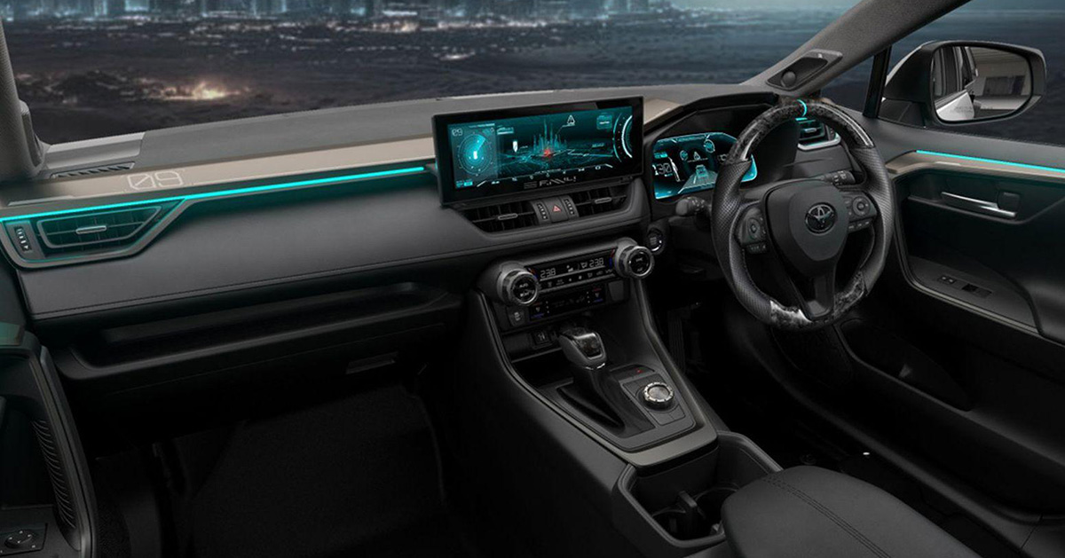 Teaser image of the interior of the Toyota RAV4 Dark Side Perfomance