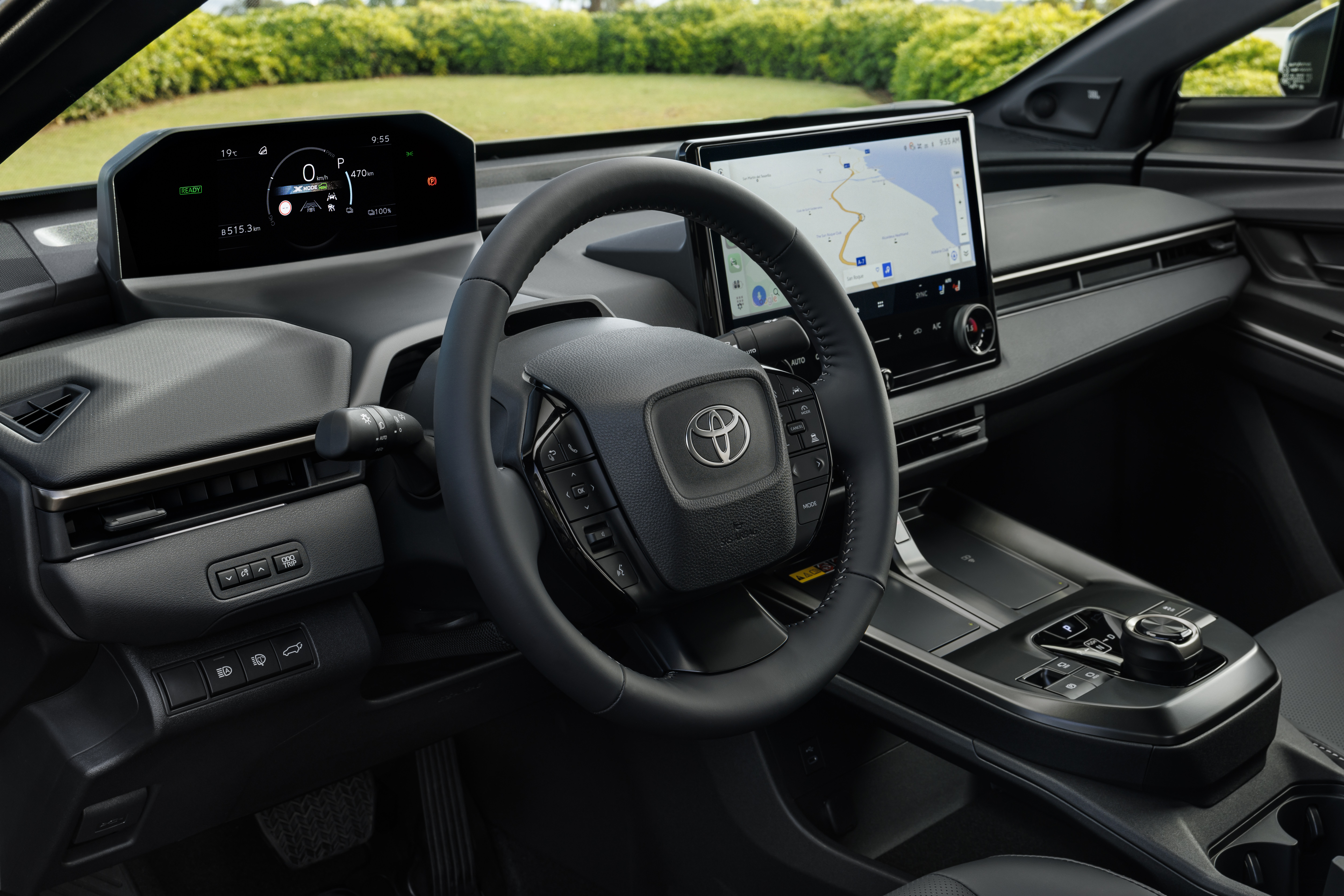 Cabin of the 2026 Toyota bZ4X with front seats and modern multimedia system
