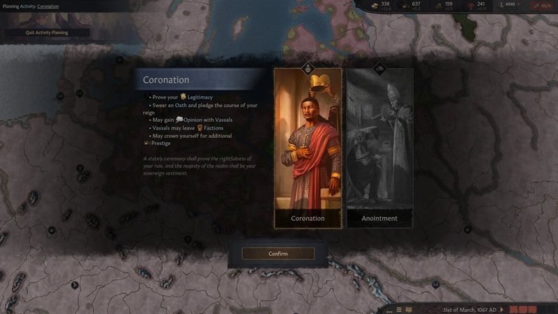 A lavish coronation is in play