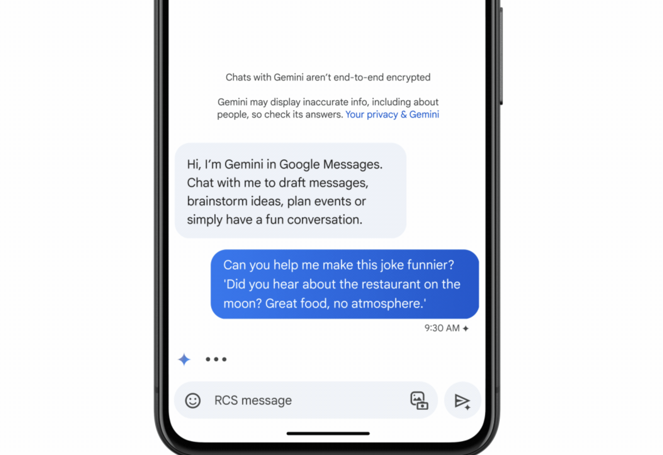 Google a intégré le chatbot Gemini dans l'application Messages et a ajouté la génération de résumés de texte basés sur l'IA à Android Auto.