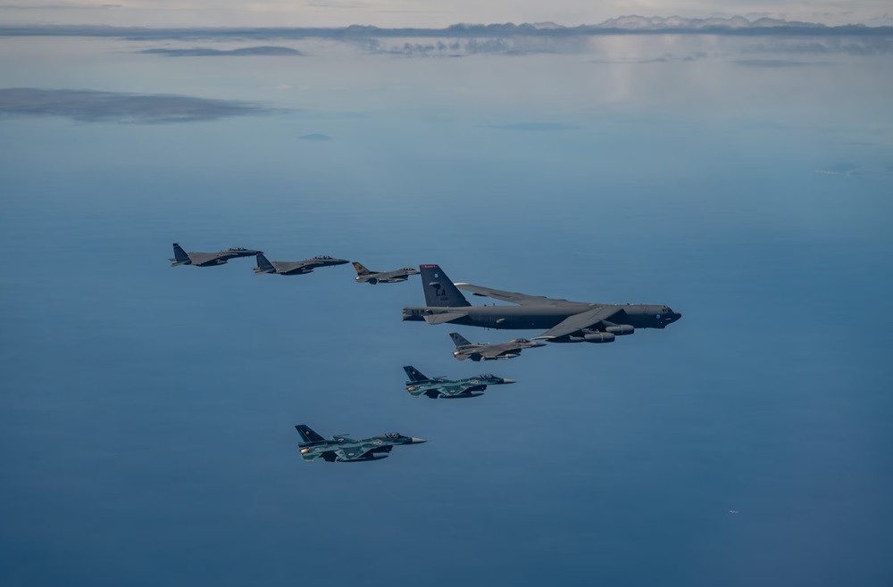 The U.S., Republic of Korea and Japan conducted the first-ever trilateral air exercise involving the B-52H Stratofortress, F-16 Fighting Falcon, F-15K Eagle and F-2s