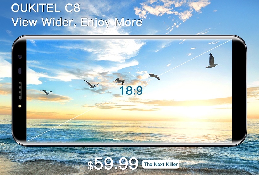 OUKITEL готовит к выходу два безрамочных смартфона: Mix 2 и C8 OUKITEL C8 .jpg