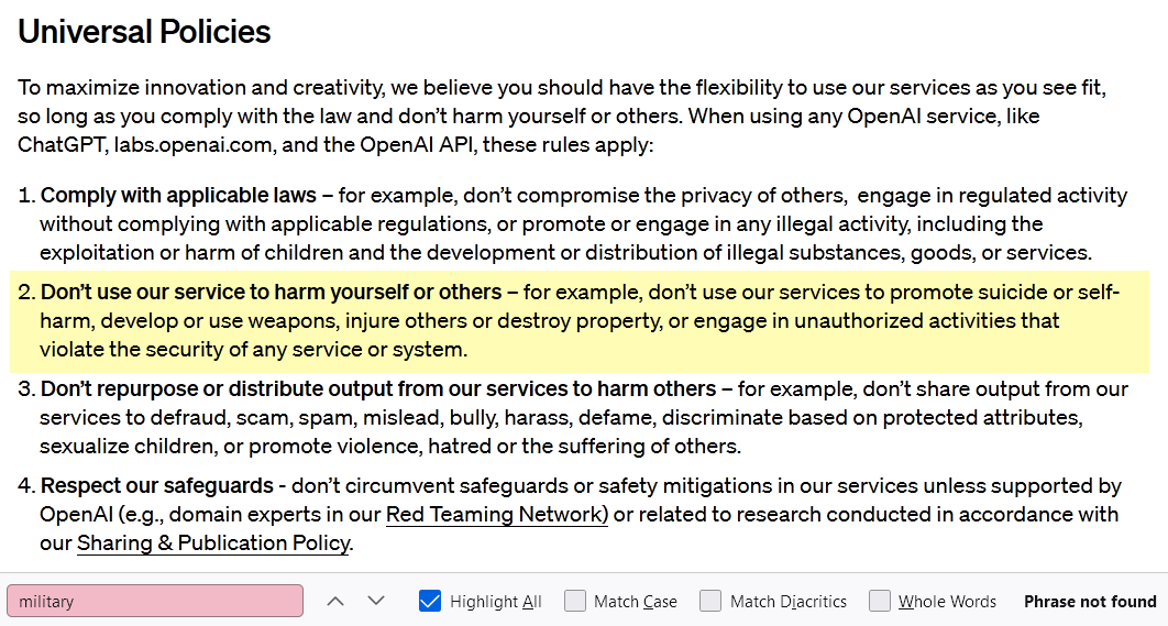 OpenAI, without announcement, lifted an outright ban on military and combat use of AI-3