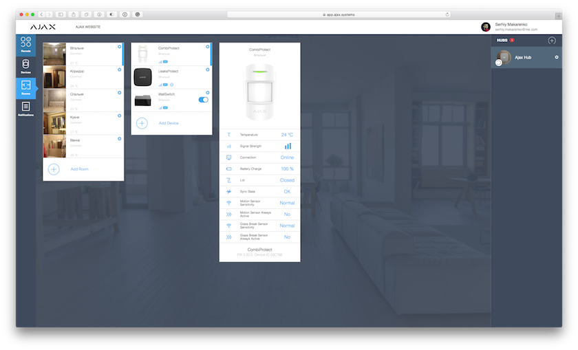 Tab with rooms