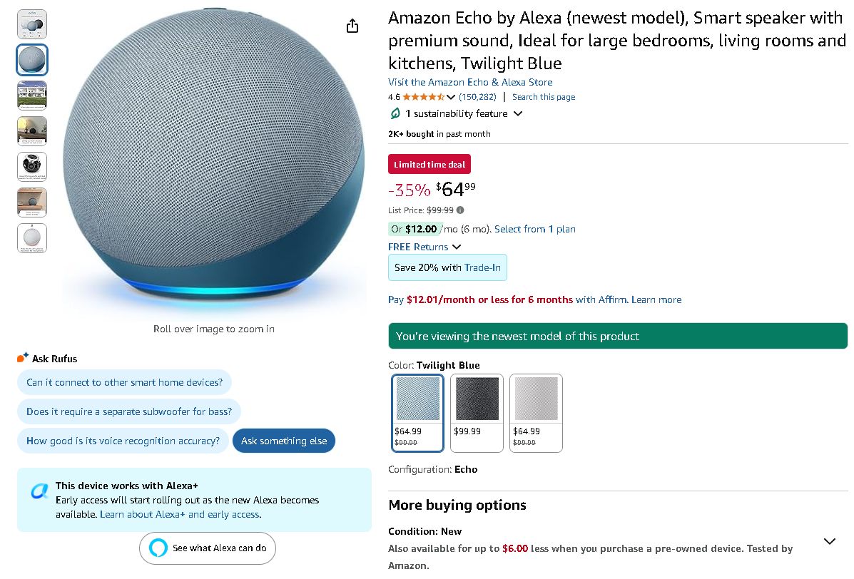 Amazon Echo Smart Speaker Amazon Echo Smart Speaker