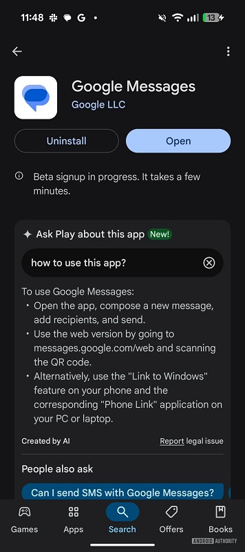 Інтерфейс Google Play з можливістю Ask Play