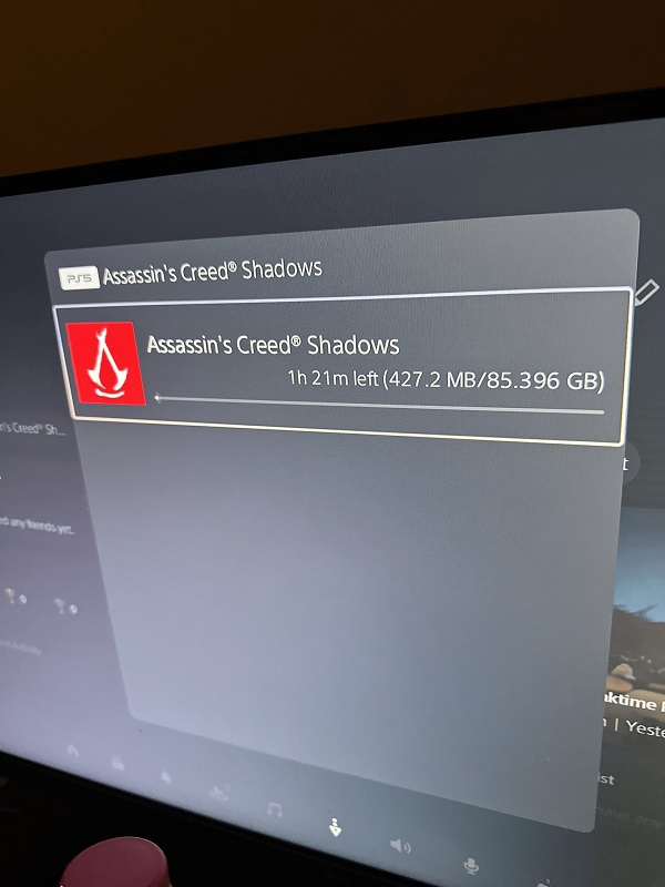 Taille du fichier d'installation d'Assassin's Creed Shadows