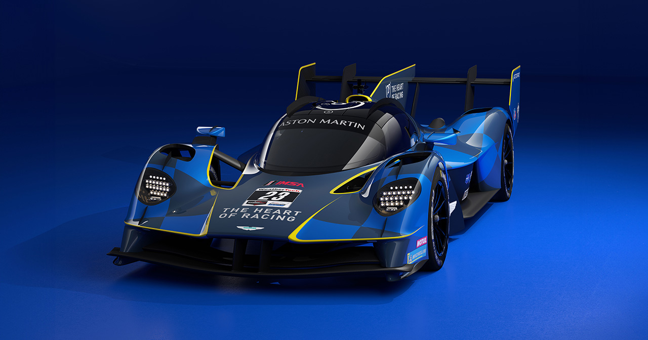 Aston Martin Valkyrie LMH against the backdrop of a racetrack