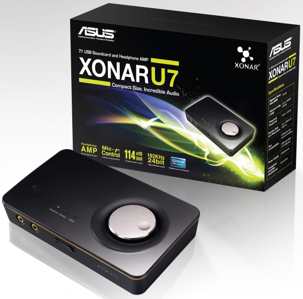 Внешняя звуковая карта Asus Xonar U7 с USB-интерфейсом Внешняя звуковая карта Asus Xonar U7 с USB-интерфейсом