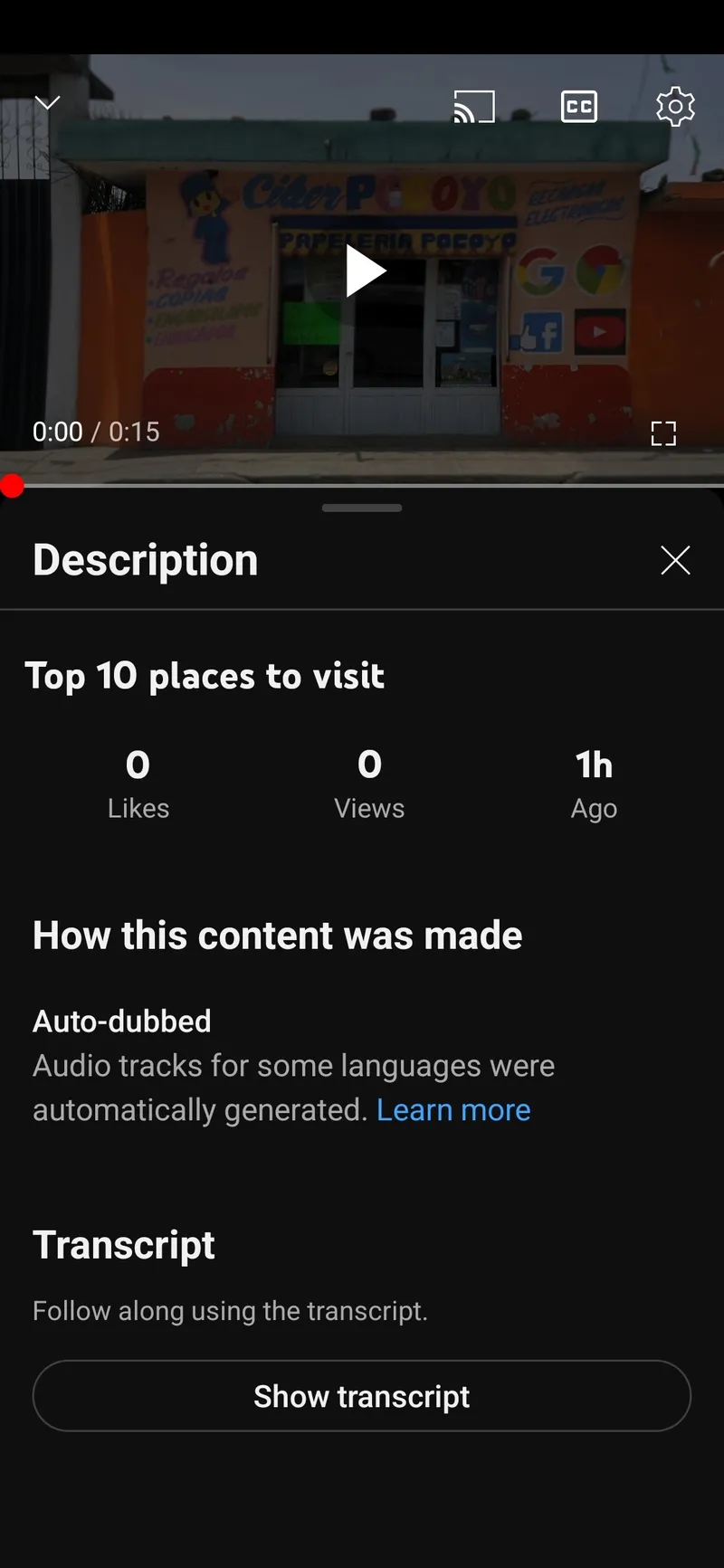 Automatic dubbing of YouTube videos