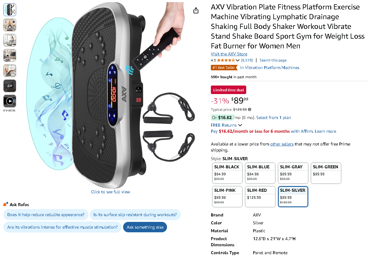 AXV Vibration Plate Exercise Machine AXV Vibration Plate Exercise Machine