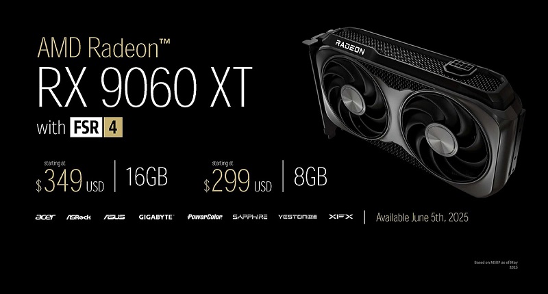 Рендер відеокарти Radeon RX 9060 XT з 16 ГБ пам'яті