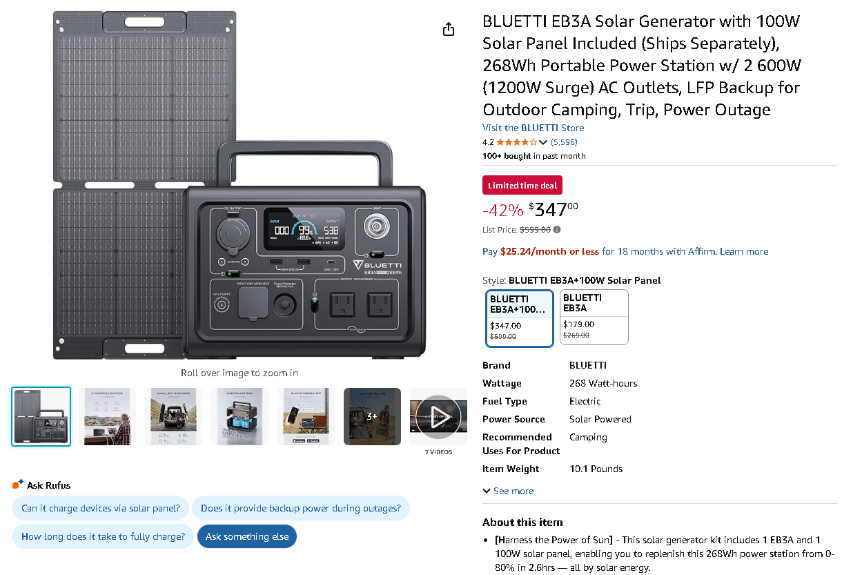 BLUETTI EB3A Solar Generator