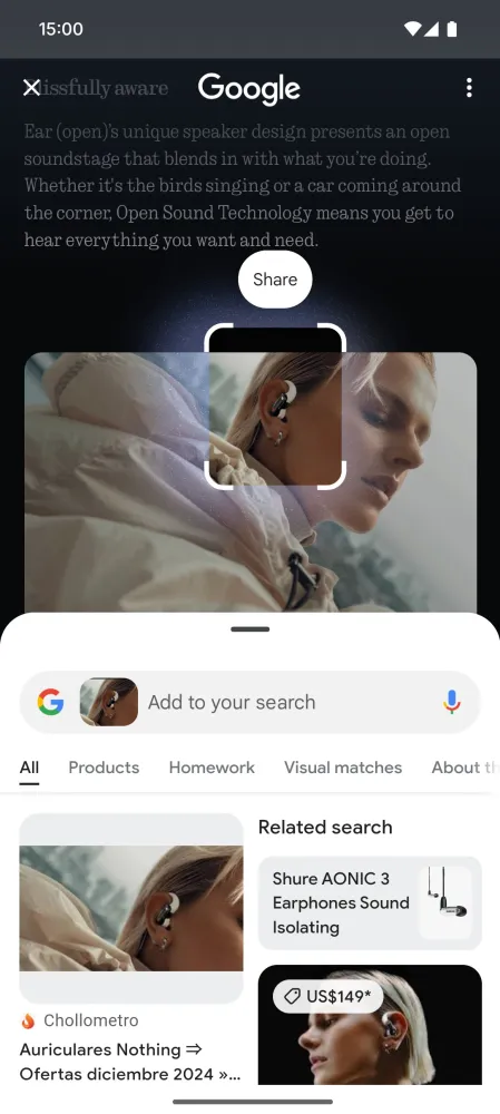 Circle to Search на екрані Nothing Phone