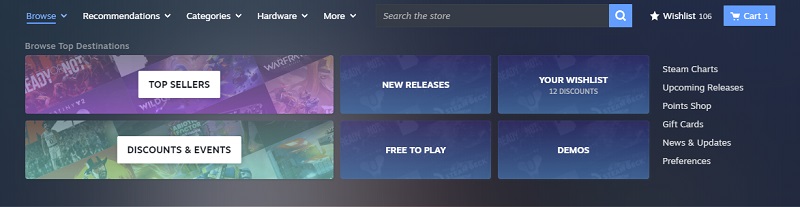 Updated Steam 4 shop menu