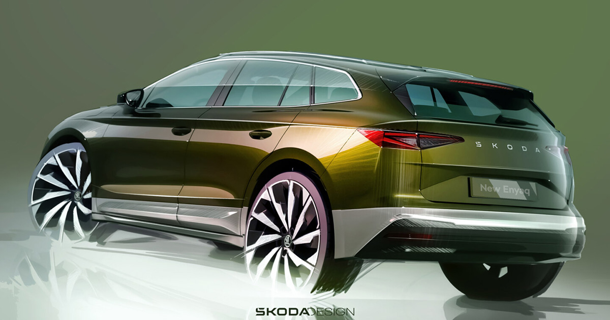 Дизайн-скетч обновленного Škoda Enyaq