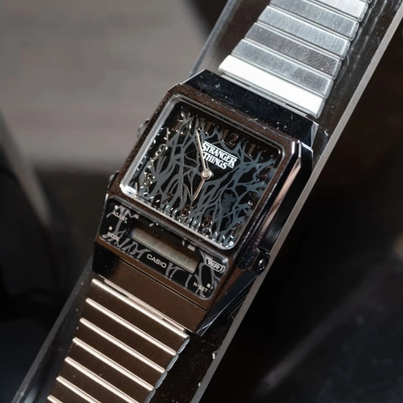 Casio AQ-800 watches with design elements from the Stranger Things series