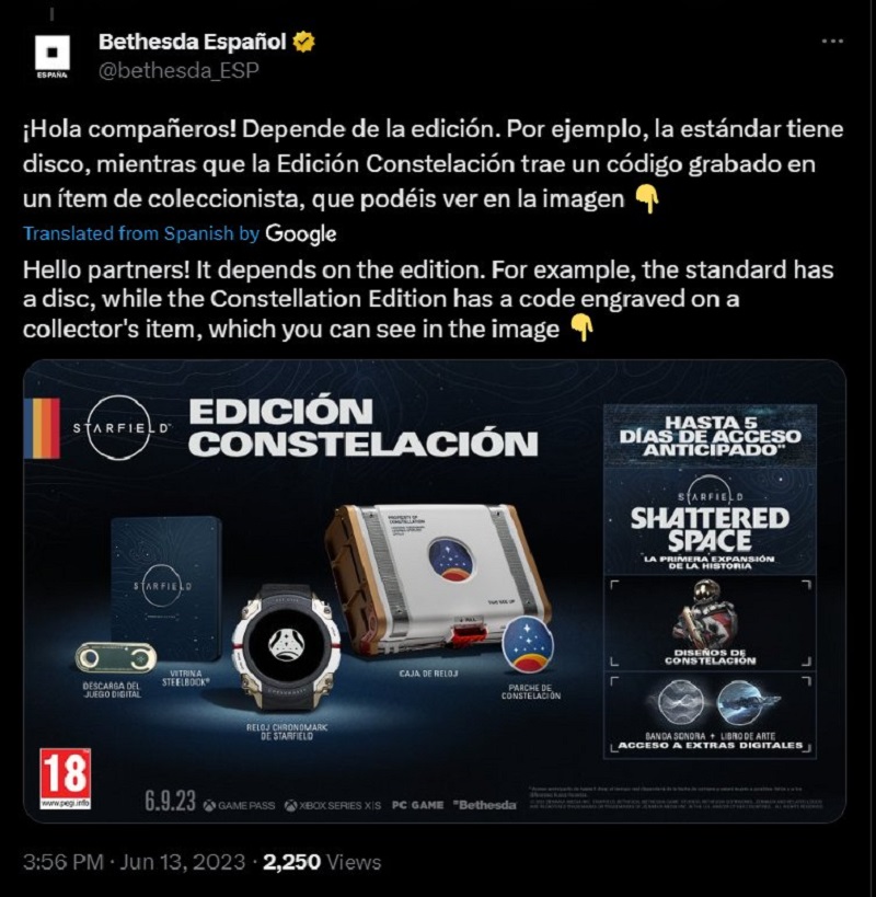 Зрозуміліше не стало: іспанський підрозділ Bethesda вніс ще більшу плутанину в ситуацію з фізичними виданнями Starfield-2