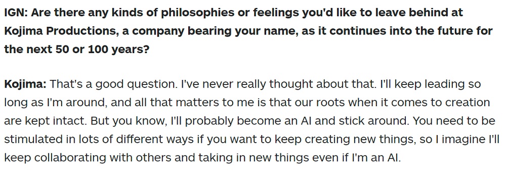Kojima has announced immortality! Game designer plans to help Kojima Productions after his death in the form of Artificial Intelligence-2