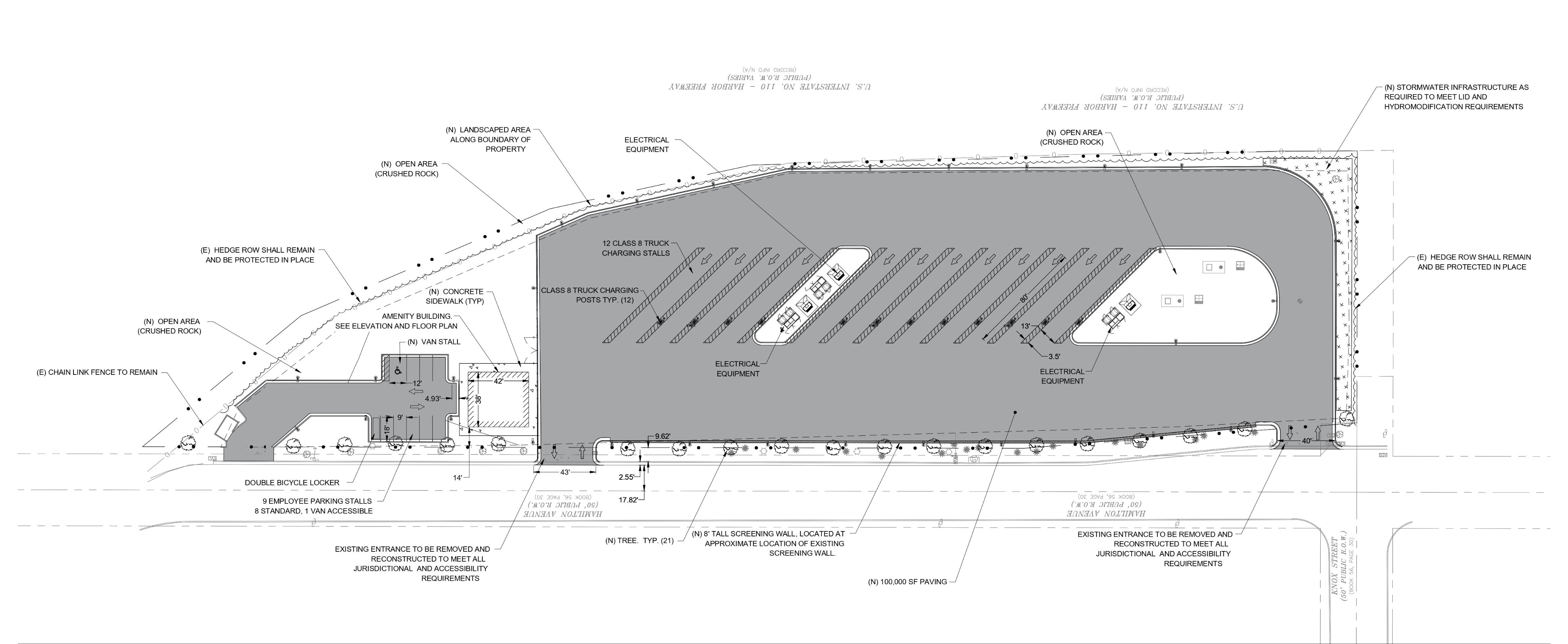 Plan of the Tesla Megacharger public station
